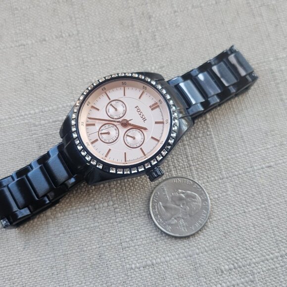 Fossil Women Watch Black Tone Metal Band Analog Multi Function wristwatch - Picture 10 of 11